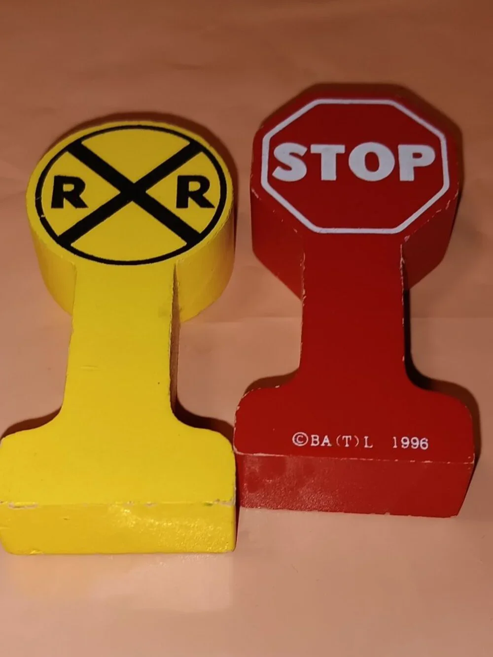 Thomas Wooden Railway Train Track Stop Railroad Crossing Signs 1996